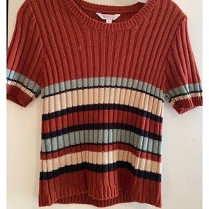 Short sleeve striped sweater top, Size L